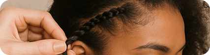 Braiding along the hairline with fingers